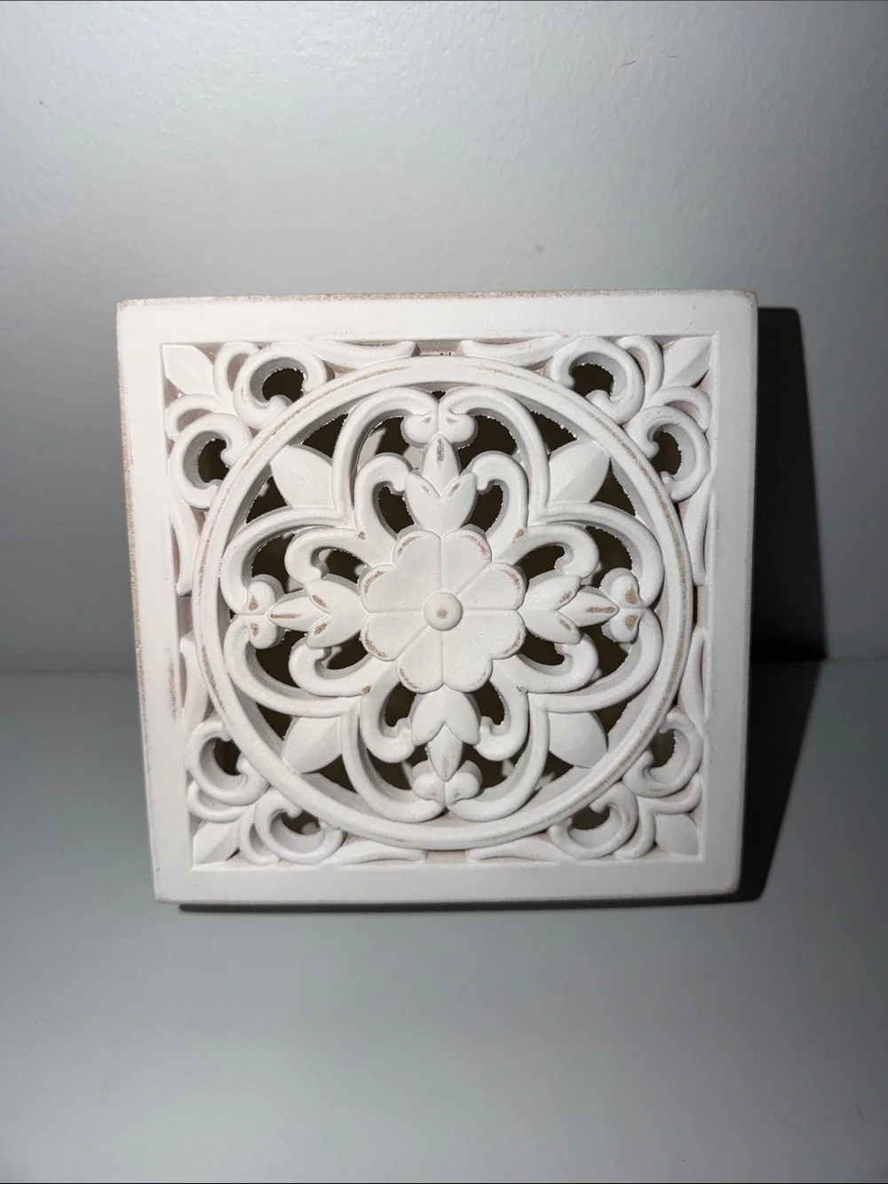Dollar Tree Shabby Chic Wooden DIY Carved Floral Boxes x 2